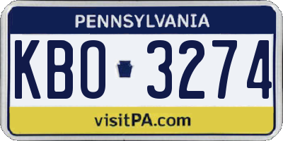PA license plate KBO3274