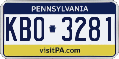 PA license plate KBO3281