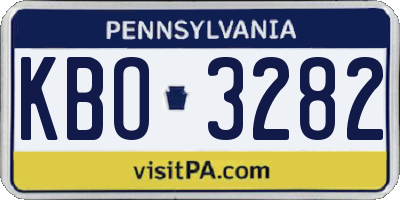 PA license plate KBO3282