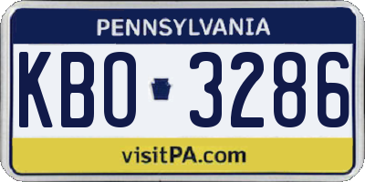 PA license plate KBO3286