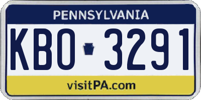 PA license plate KBO3291