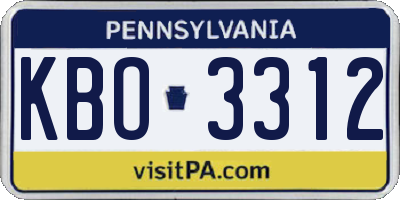 PA license plate KBO3312