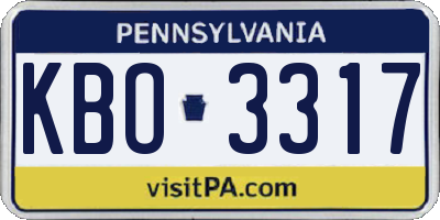 PA license plate KBO3317