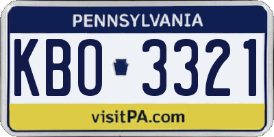 PA license plate KBO3321