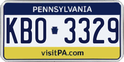 PA license plate KBO3329