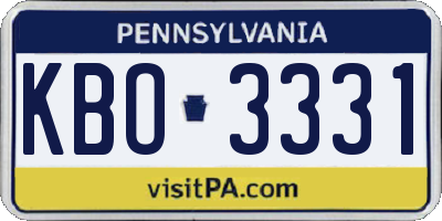 PA license plate KBO3331