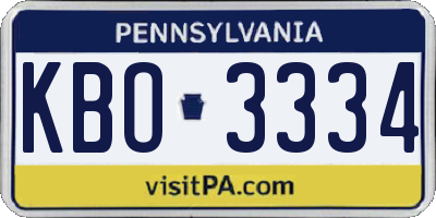 PA license plate KBO3334