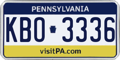 PA license plate KBO3336