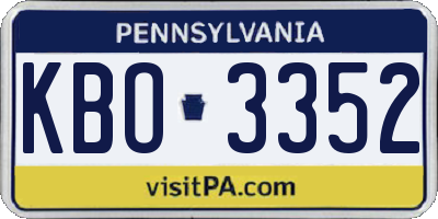 PA license plate KBO3352