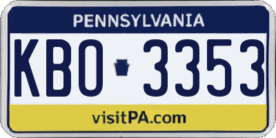 PA license plate KBO3353