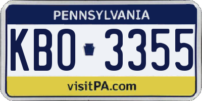 PA license plate KBO3355