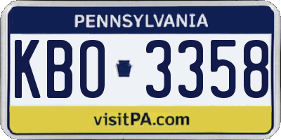 PA license plate KBO3358