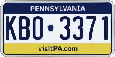 PA license plate KBO3371
