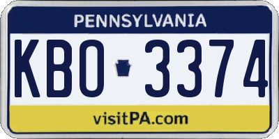 PA license plate KBO3374