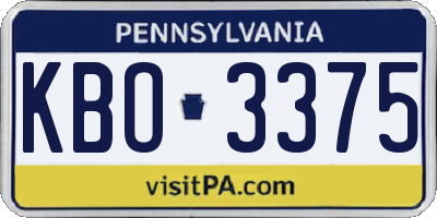 PA license plate KBO3375
