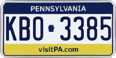PA license plate KBO3385