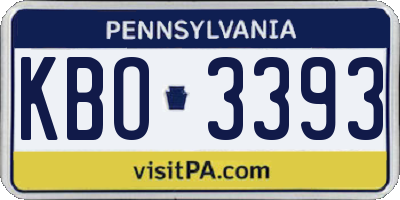 PA license plate KBO3393