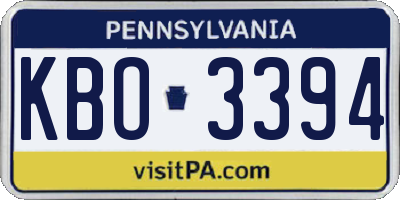 PA license plate KBO3394