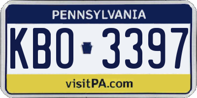 PA license plate KBO3397