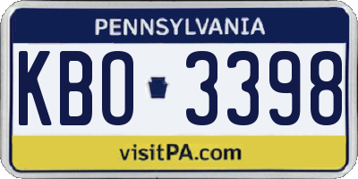 PA license plate KBO3398