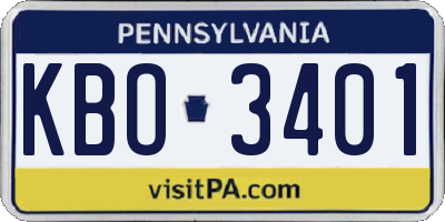 PA license plate KBO3401