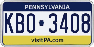 PA license plate KBO3408