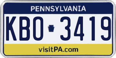 PA license plate KBO3419