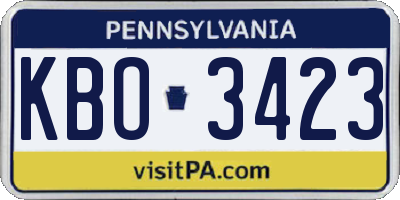 PA license plate KBO3423