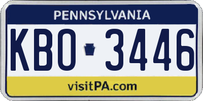 PA license plate KBO3446