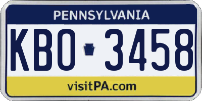 PA license plate KBO3458