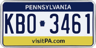 PA license plate KBO3461
