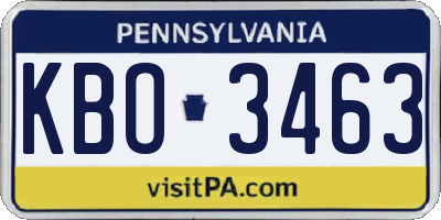 PA license plate KBO3463