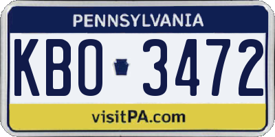 PA license plate KBO3472