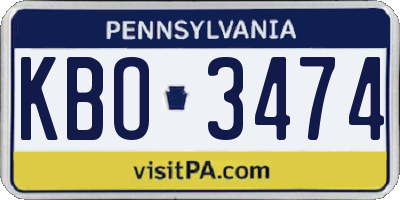PA license plate KBO3474