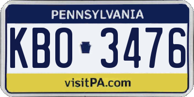 PA license plate KBO3476