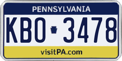 PA license plate KBO3478