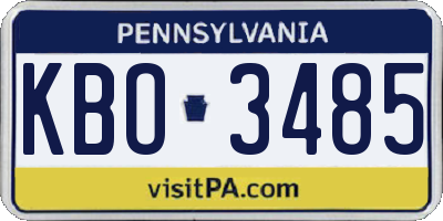 PA license plate KBO3485