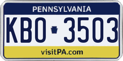 PA license plate KBO3503