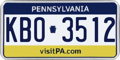 PA license plate KBO3512
