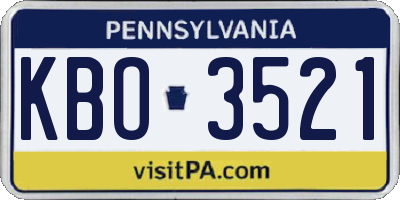 PA license plate KBO3521
