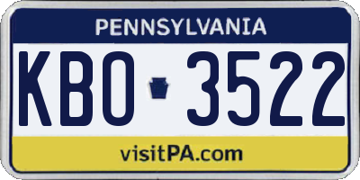 PA license plate KBO3522