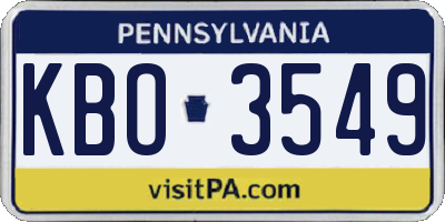 PA license plate KBO3549