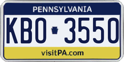 PA license plate KBO3550