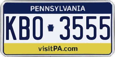 PA license plate KBO3555