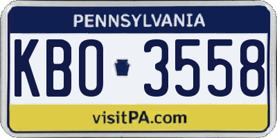PA license plate KBO3558