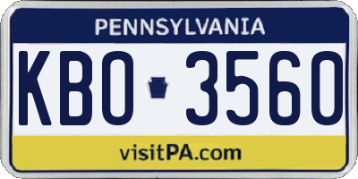PA license plate KBO3560