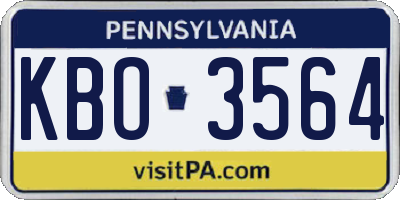PA license plate KBO3564