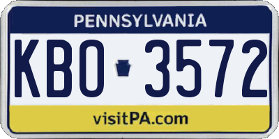PA license plate KBO3572
