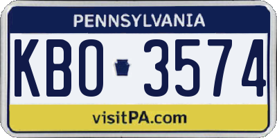 PA license plate KBO3574