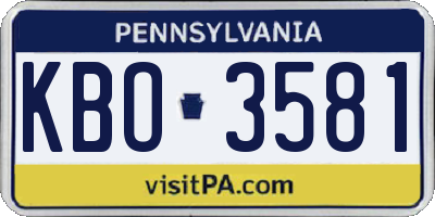 PA license plate KBO3581